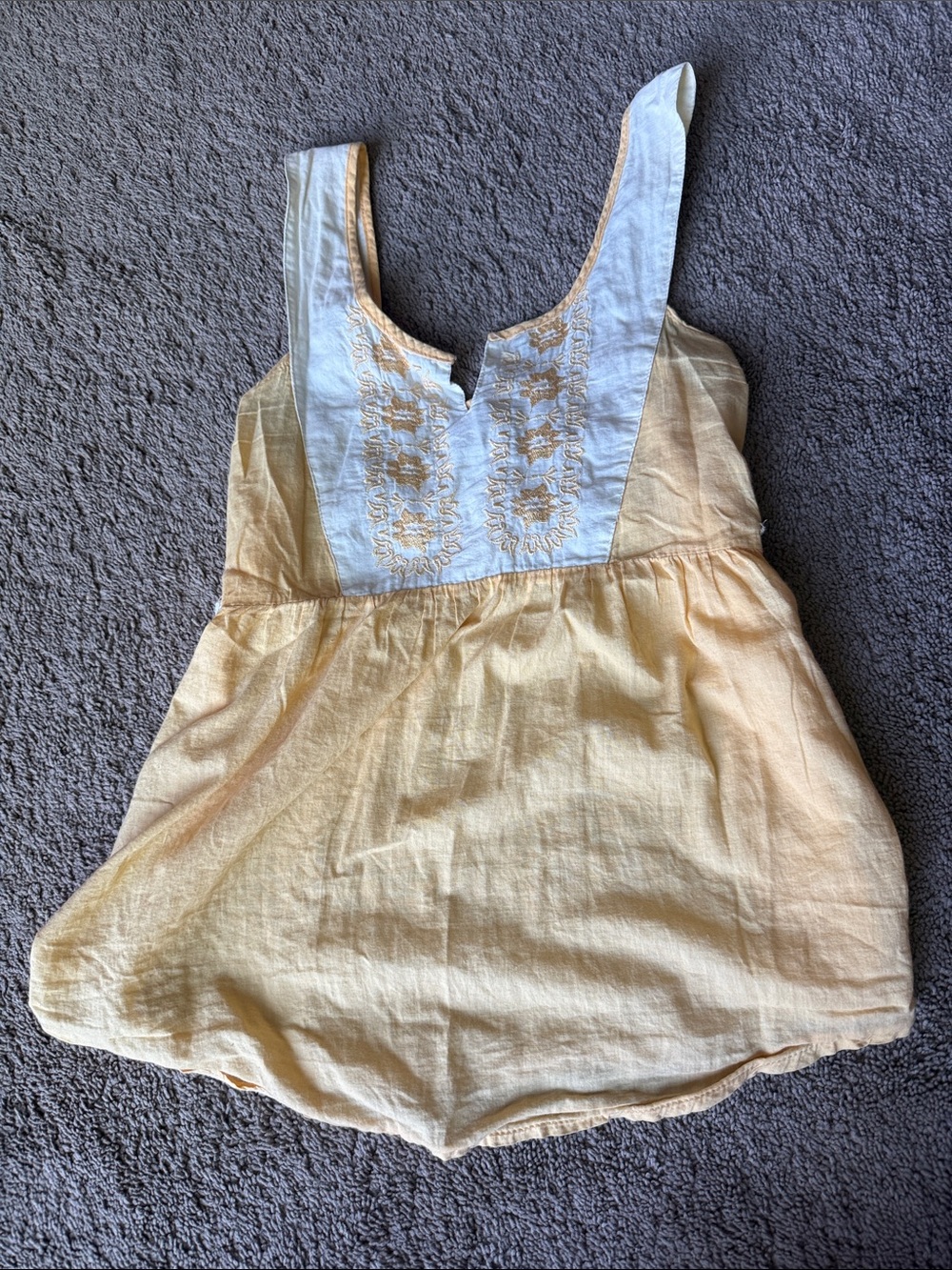 Butter Yellow Embroidered 100% Cotton Sleeveless Top